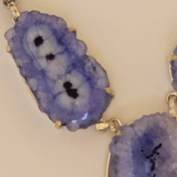 Sterling Silver Blue Solar Quartz Necklace, 22 Inch Handmade Statement Jewelry - Picture 6 of 10